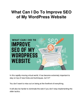 What Can I Do To Improve SEO of My WordPress Website