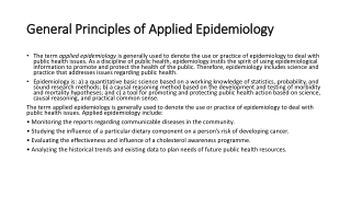 General Principles of Applied Epidemiology