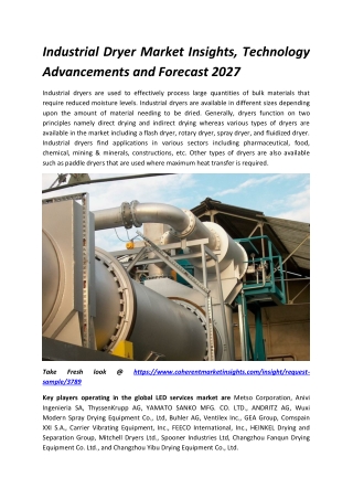 Industrial Dryer Market Insights, Technology Advancements and Forecast 2027