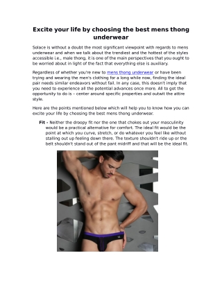 Excite your life by choosing the best mens thong underwear