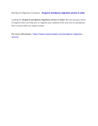 Wordpress Migration Company - drupal to wordpress migration service in india