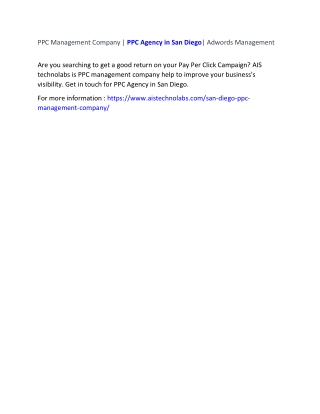 PPC Management Company | PPC Agency in San Diego| Adwords Management