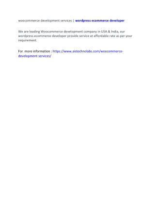 woocommerce development services | wordpress ecommerce developer