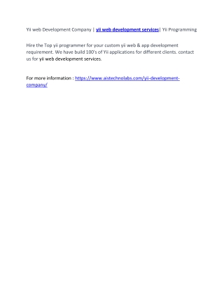 Yii web Development Company | yii web development services| Yii Programming