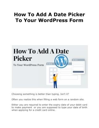 How To Add A Date Picker To Your WordPress Form