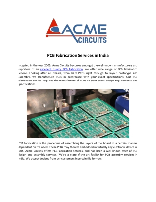 PCB Fabrication Services in India