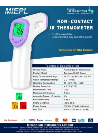 Millennium Instrument Limited (MIEPL) Infrared Thermometer (Non-Contact)