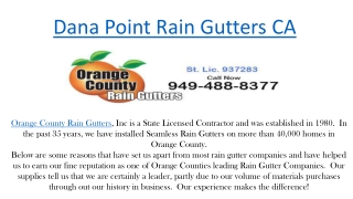 Dana Point Rain Gutters CA