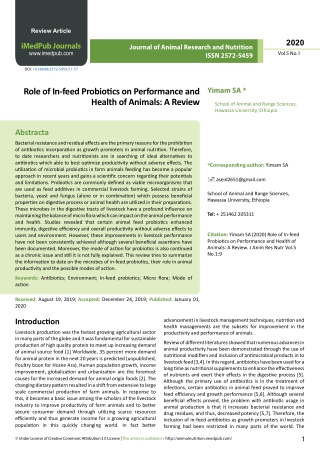 Role of In-feed Probiotics on Performance and Health of Animals: A Review