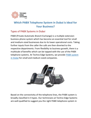 Which PABX Telephone System in Dubai is Ideal for Your Business?