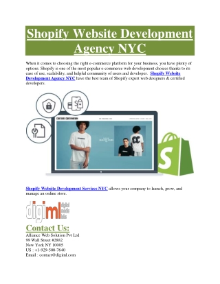 Shopify Website Development Agency NYC