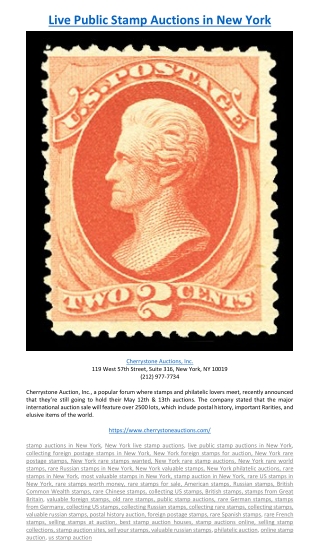 Live Public Stamp Auctions in New York