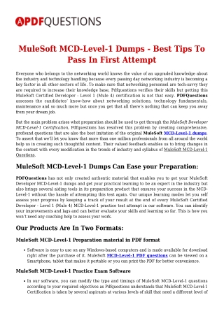 Up-to-Date MuleSoft MCD-Level-1 Exam Questions For Guaranteed Success