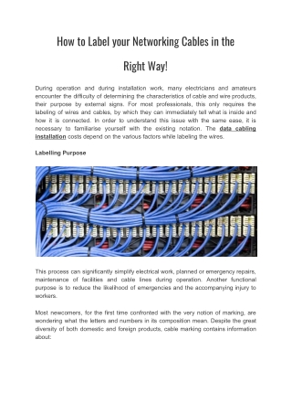 How to Label your Networking Cables in the Right Way