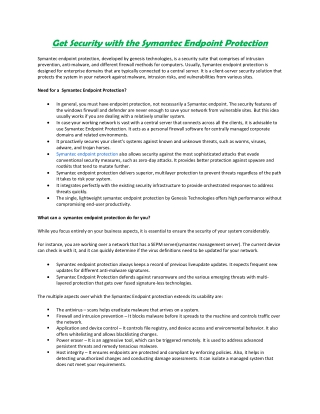 Get Security with the Symantec Endpoint Protection