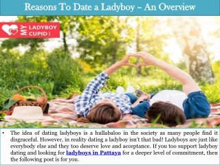 Reasons To Date a Ladyboy – An Overview