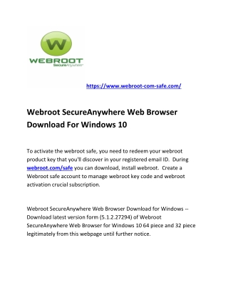 Webroot SecureAnywhere Web Browser Download For Windows 10