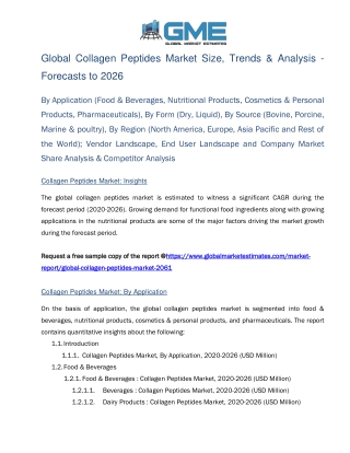 Global Collagen Peptides Market Size, Trends & Analysis - Forecasts to 2026