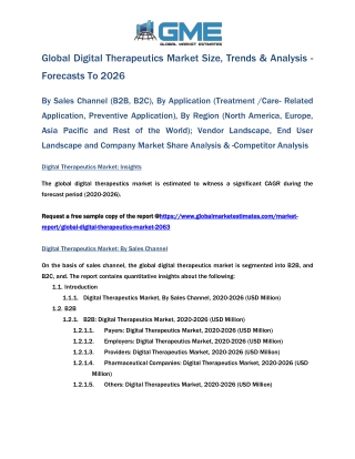 Global Digital Therapeutics Market Size, Trends & Analysis - Forecasts To 2026