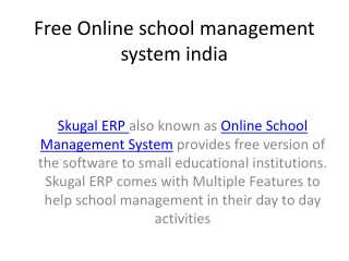 Free Online school management system india