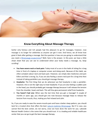 Know Everything About Massage Therapy