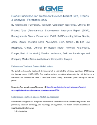 Global Endovascular Treatment Devices Market Size, Trends & Analysis - Forecasts 2026
