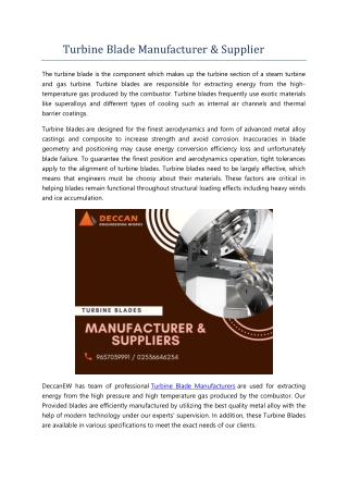 Turbine Blade Manufacturer & Supplier