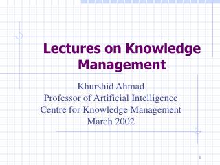 Lectures on Knowledge Management