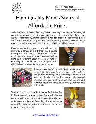 High-Quality Men's Socks at Affordable Prices