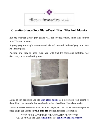 Cuarcita Glossy Grey Glazed Wall Tiles | Tiles And Mosaics