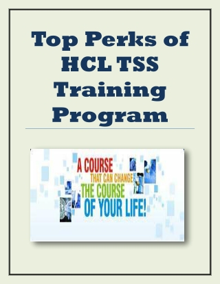 Top Perks of HCL TSS Training Program