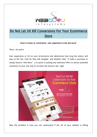 Do Not Let UX Kill Conversions For Your Ecommerce Store