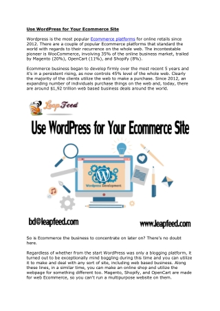 Use WordPress for Your Ecommerce Site