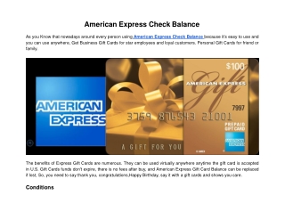 American Express Check Balance