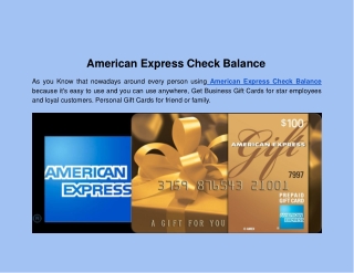 American Express Check Balance