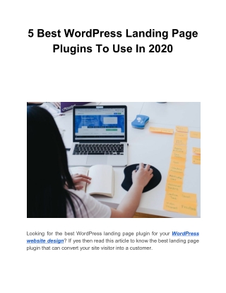 5 Best WordPress Landing Page Plugins To Use In 2020