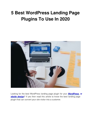 5 Best WordPress Landing Page Plugins To Use In 2020