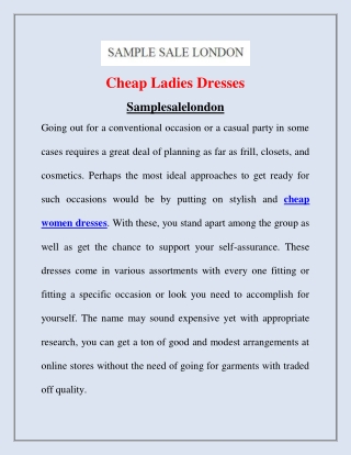 Cheap Ladies Dresses