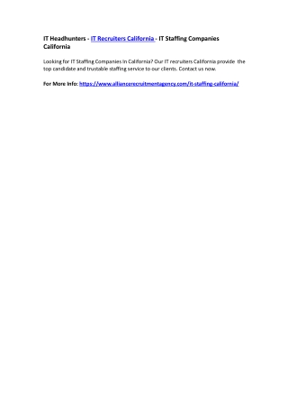 IT Headhunters - IT Recruiters California - IT Staffing Companies California