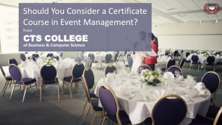 Certification Course in Event Management