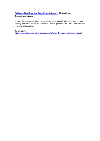 Software Development Recruitment Agency - IT Developer Recruitment Agency