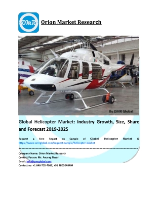 Global Helicopter Market Growth, Size, Share, Industry Report and Forecast to 2019-2026