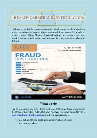 Get The best healt care fraud investigation service provider