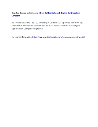 Best Seo Company California | best California Search Engine Optimization Company