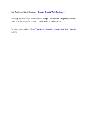 Hire Dedicated Web Designer | Orange County Web Designers