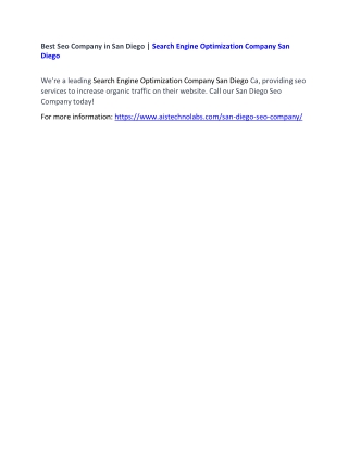 Best Seo Company in San Diego | Search Engine Optimization Company San Diego