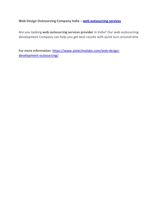 Web Design Outsourcing Company India – web outsourcing services