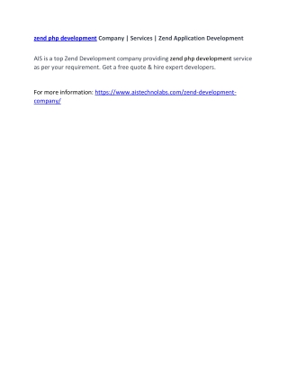 zend php development Company | Services | Zend Application Development