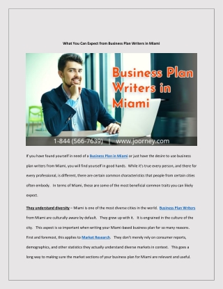 What You Can Expect from Business Plan Writers in Miami