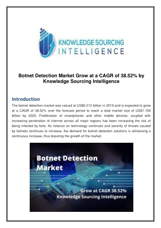 Botnet Detection Market Grow at a CAGR of 38.52% by Knowledge Sourcing